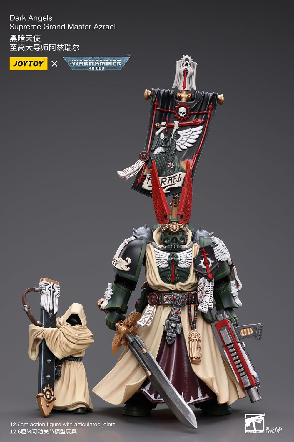 JOYTOY 1/18 Warhammer 40,000 Action Figure Dark Angels Supreme Grand Master Azrael Collection Model (4 inch
