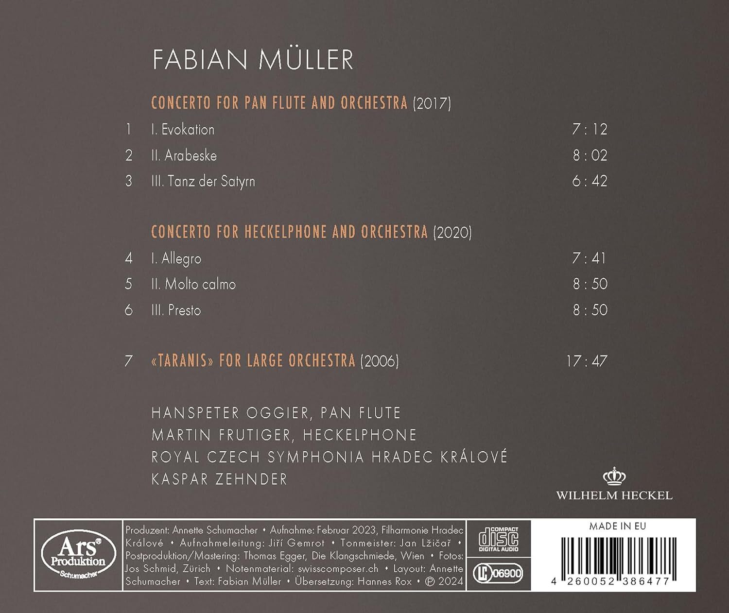 Fabian Müller: Uncommon Concertos: Concerto for Pan Flute/Concerto for Heckelphone/Taranis