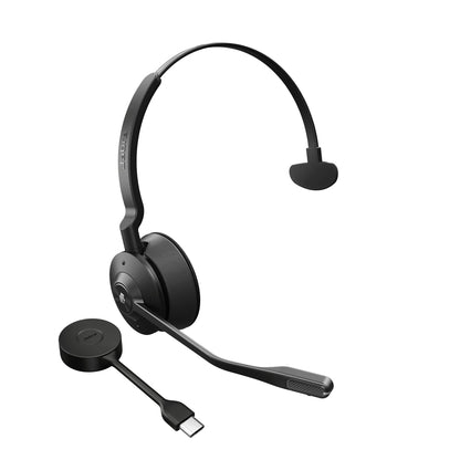 Jabra Engage 55 Mono Wireless Headset with Link 400 USB-C DECT Adapter - Noise-Cancelling Microphone, Extensive Range, Hearing Protection - MS Teams certified, works with all other platforms - Black U