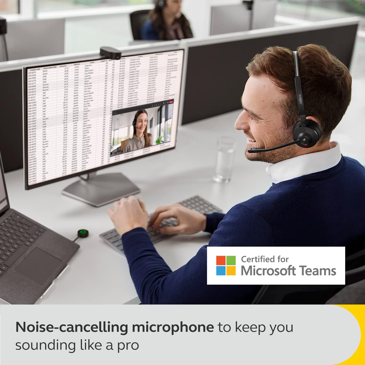 Jabra Engage 55 Mono Wireless Headset with Link 400 USB-C DECT Adapter - Noise-Cancelling Microphone, Extensive Range, Hearing Protection - MS Teams certified, works with all other platforms - Black U