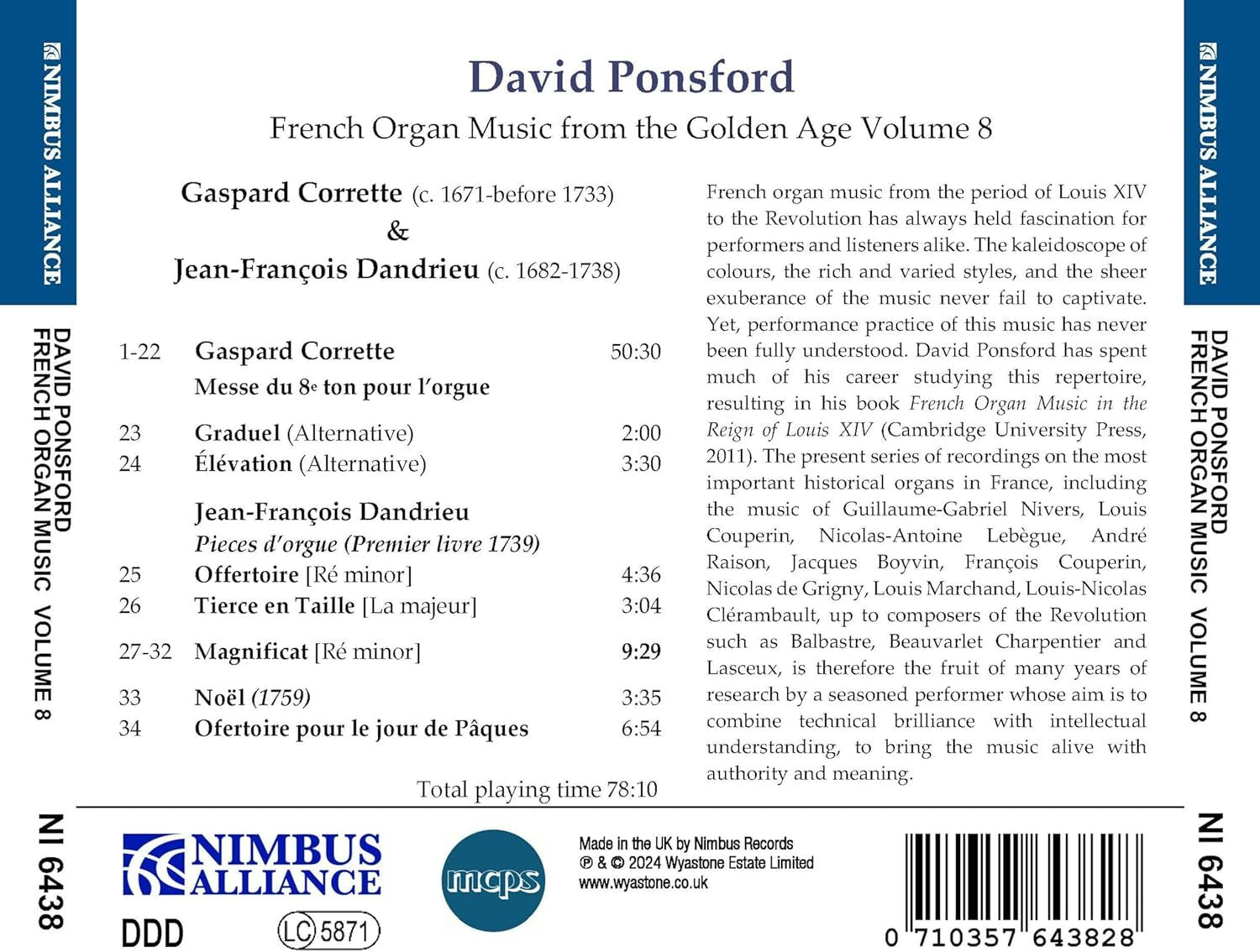 David Ponsford: French Organ Music from the Golden Age - Volume 8