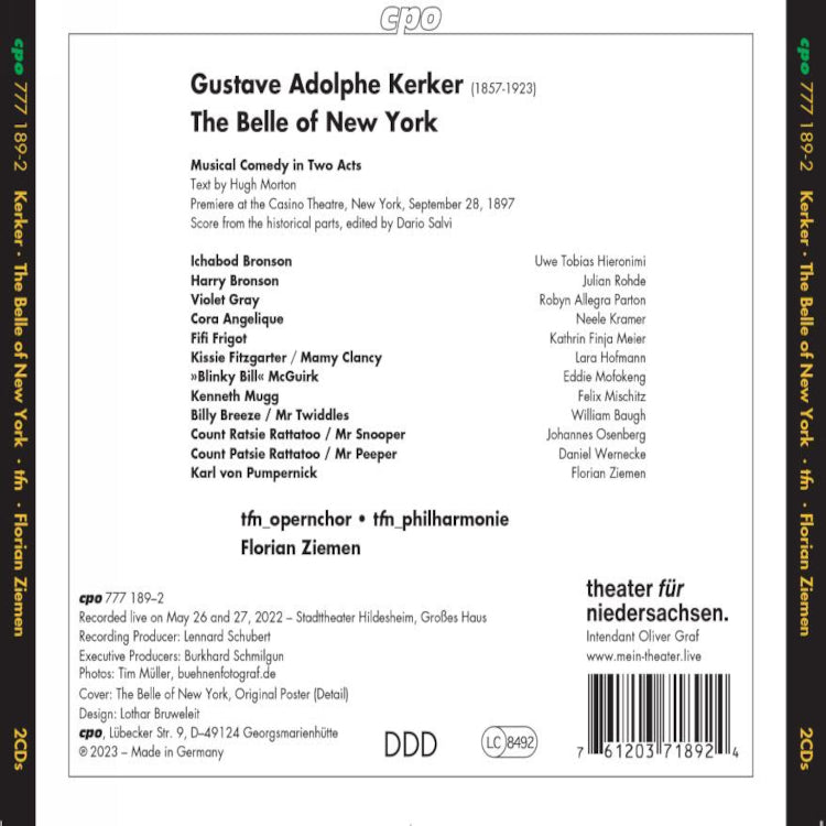 Gustave Adolphe Kerker: The Belle of New York