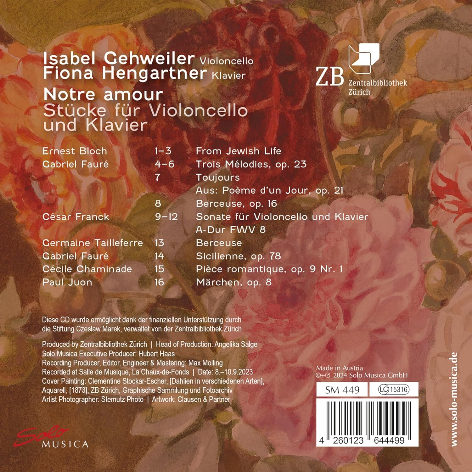 Isabel Gehweiler/Fiona Hengartner: Notre Amour: Stücke Für Violoncello Und Klavier
