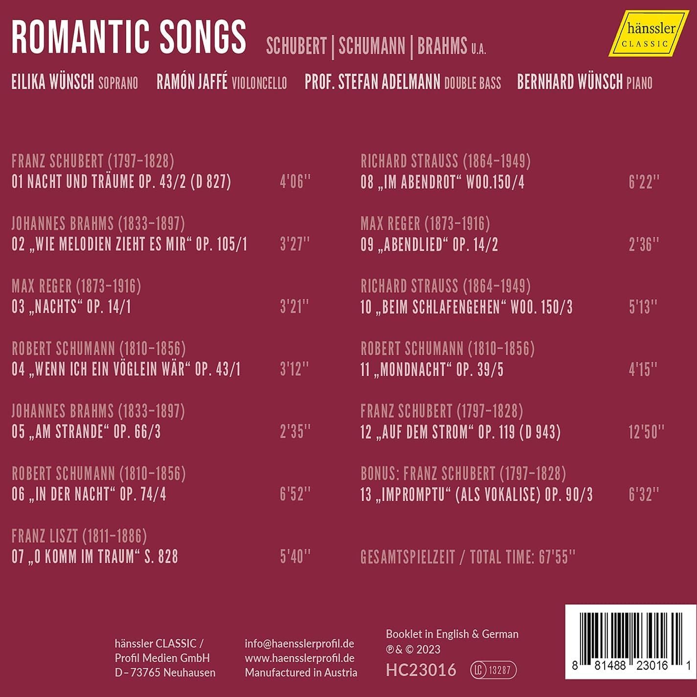Schubert/Schumann/Brahms: Romantic Songs