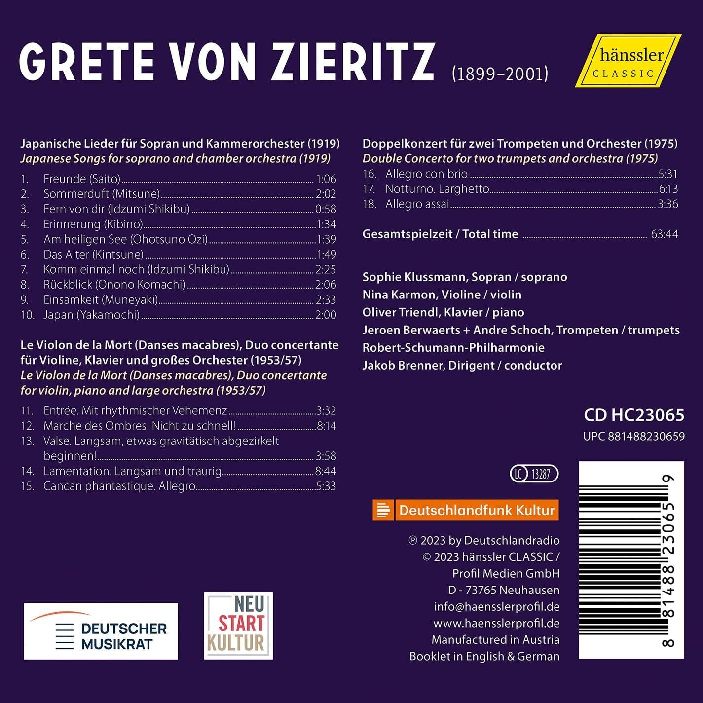 Grete Von Zieritz: Japanese Songs/Le Violon De La Mort/...