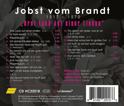 Jobst Vom Brandt: German Songs of the Renaissance