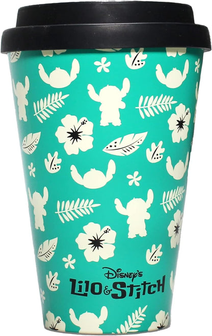 Half Moon Bay - Disney Lilo and Stitch Travel Mug - RPET Recycled - 400ml - Takeaway Coffee Cups Reusable - Leakproof Coffee Travel Mug - Tea Travel Mug - Stitch Travel Mug