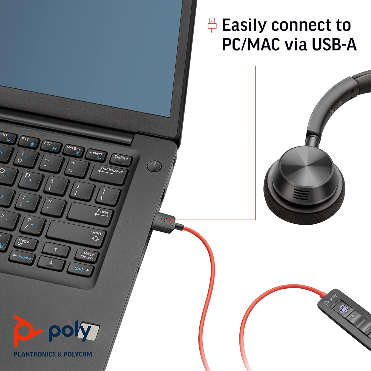 Plantronics – Blackwire 3320 USB-A (Poly) – Wired, Dual-Ear (Stereo) Headset with Boom Mic – USB-A to connect to your PC and/or Mac – Works with Teams, Zoom, & more 2018 Version (USB-A)