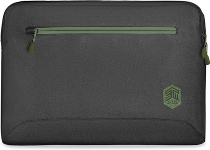 STM ECO Sleeve Laptop Bag 14 Inch Compatible with Apple MacBook Pro 14 Inch (Made of 100% Recycled Polyester, Large Inner Pocket with Outer Additional Compartment, Smooth Zips) - Black