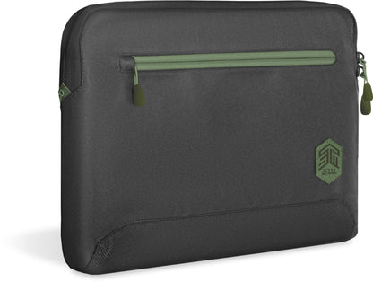 STM ECO Sleeve Laptop Bag 14 Inch Compatible with Apple MacBook Pro 14 Inch (Made of 100% Recycled Polyester, Large Inner Pocket with Outer Additional Compartment, Smooth Zips) - Black