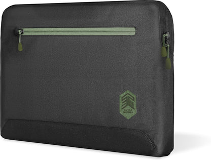 STM ECO Sleeve Laptop Bag 14 Inch Compatible with Apple MacBook Pro 14 Inch (Made of 100% Recycled Polyester, Large Inner Pocket with Outer Additional Compartment, Smooth Zips) - Black