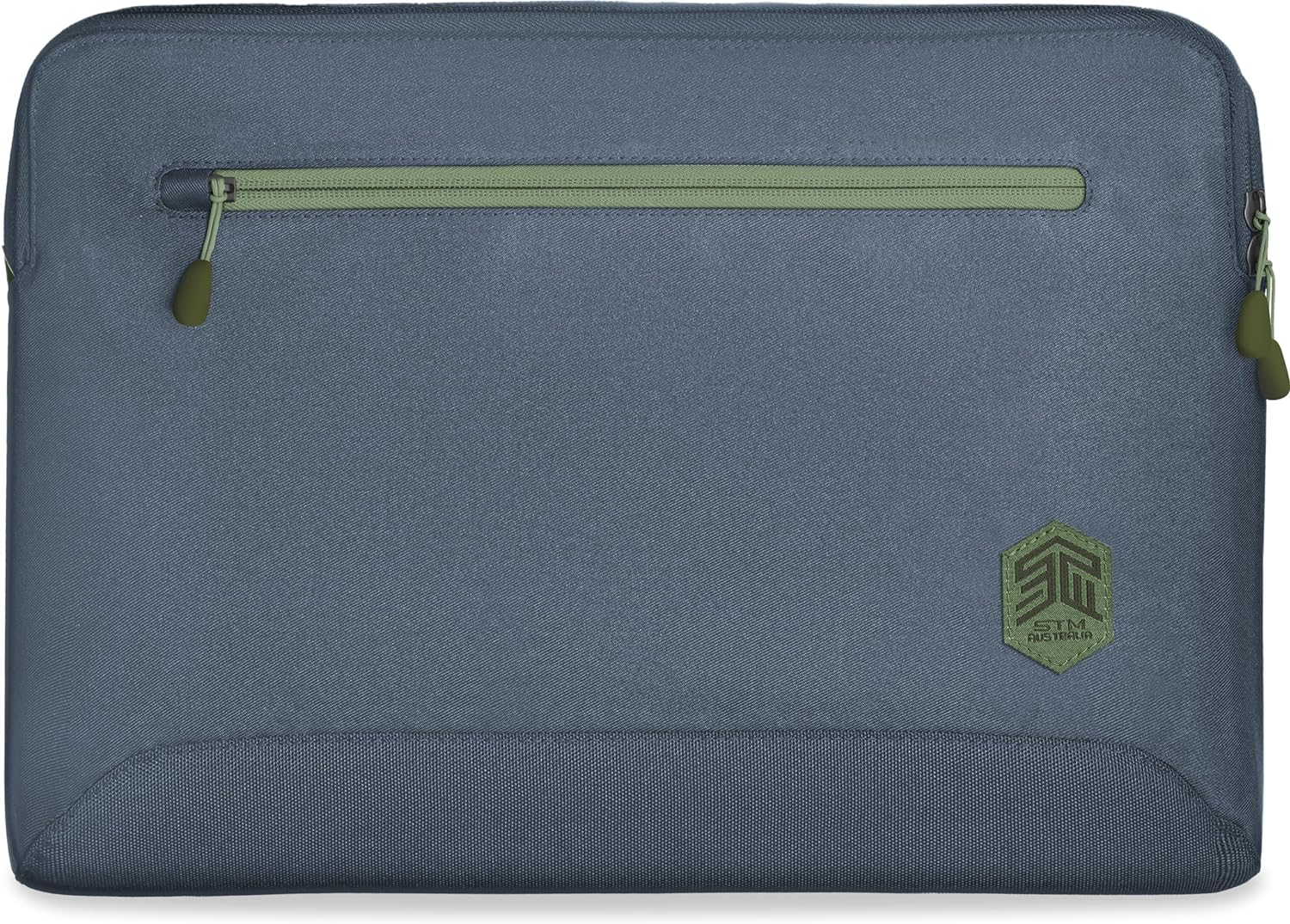 STM ECO Sleeve Laptop Bag 14 Inch Compatible with Apple MacBook Pro 14 Inch (Made of 100% Recycled Polyester, Large Inner Pocket with Outer Additional Compartment, Smooth Zips) - Blue