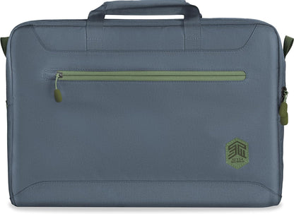 STM Eco Brief Laptop Case- Fits Up to a 16" Laptop, Made of 100% Recycled Fabrics, Includes a Removable Shoulder Strap, Luggage Pass-Through and Organized Pockets- Blue