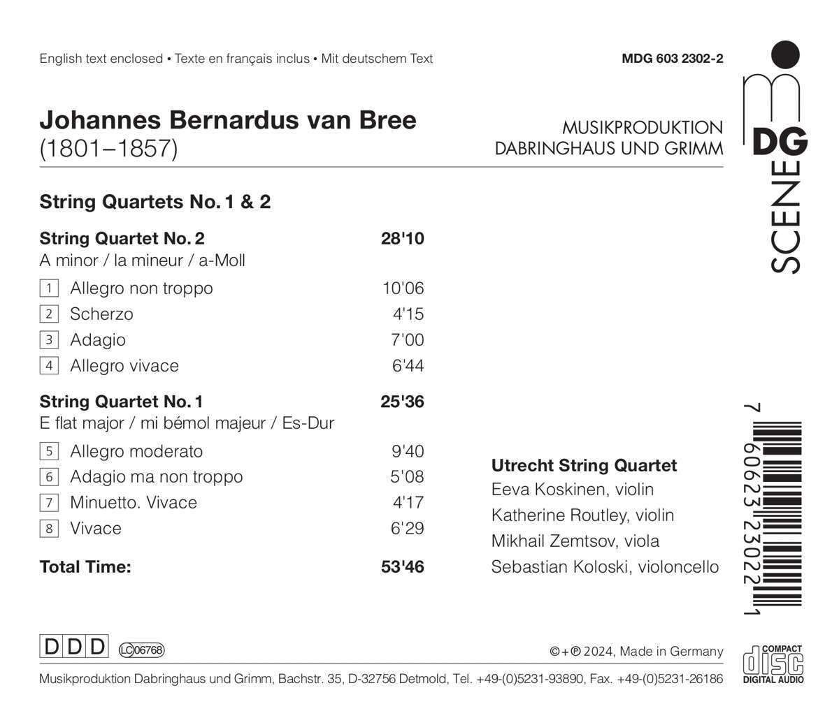 Johannes Bernardus Van Bree: String Quartets No. 1 & 2