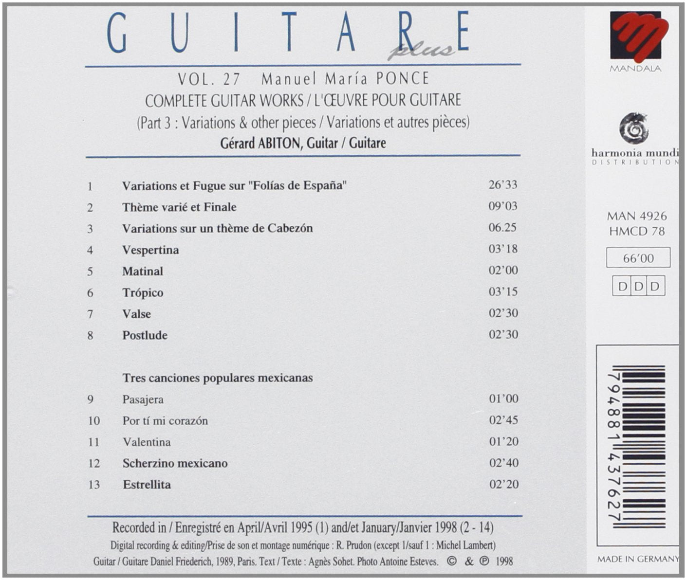 Gitarre Plus - Vol. 27 (Manuel Ponce Vol. 3