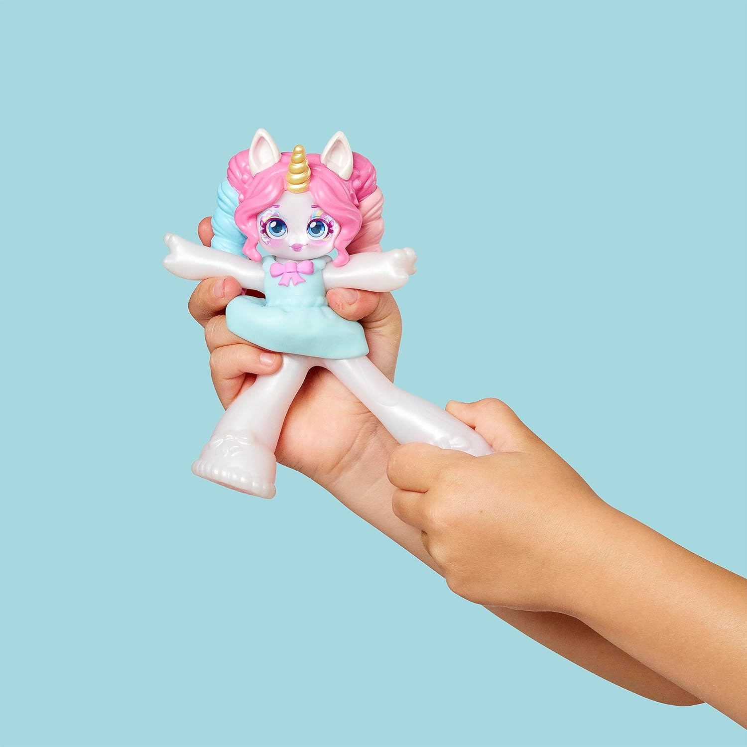 Jelli Crush 18505 Minni Mello, Squishy, Smooshy, Stretchy Marshmallow Unicorn Themed Doll with Unique Charm Inside,Blue,Medium