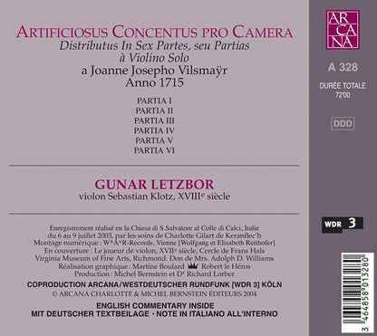 Johann Joseph Vilsmayr: Artificioso Concentus Pro Camera a Violine Solo