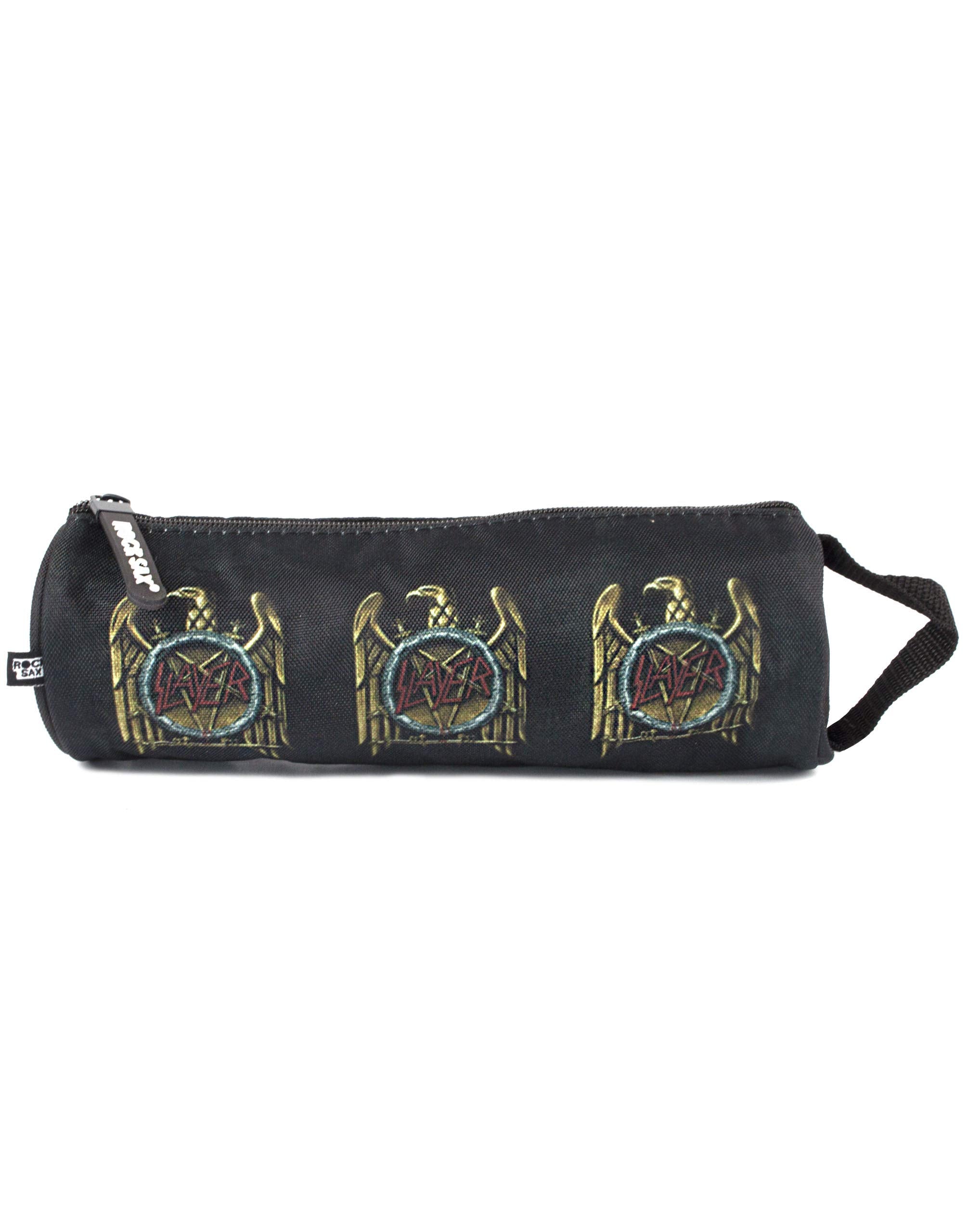 Vanilla Underground Rock Sax Slayer Gold Eagle Zip Up Pen Holder Band Merch Pencil Case in Black