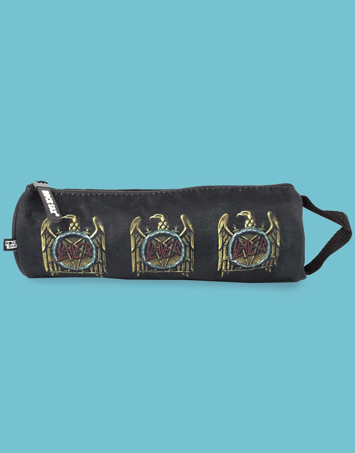 Vanilla Underground Rock Sax Slayer Gold Eagle Zip Up Pen Holder Band Merch Pencil Case in Black