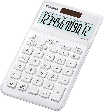 Casio JW-200SC-WE Desktop Calculator, Solar/Battery white