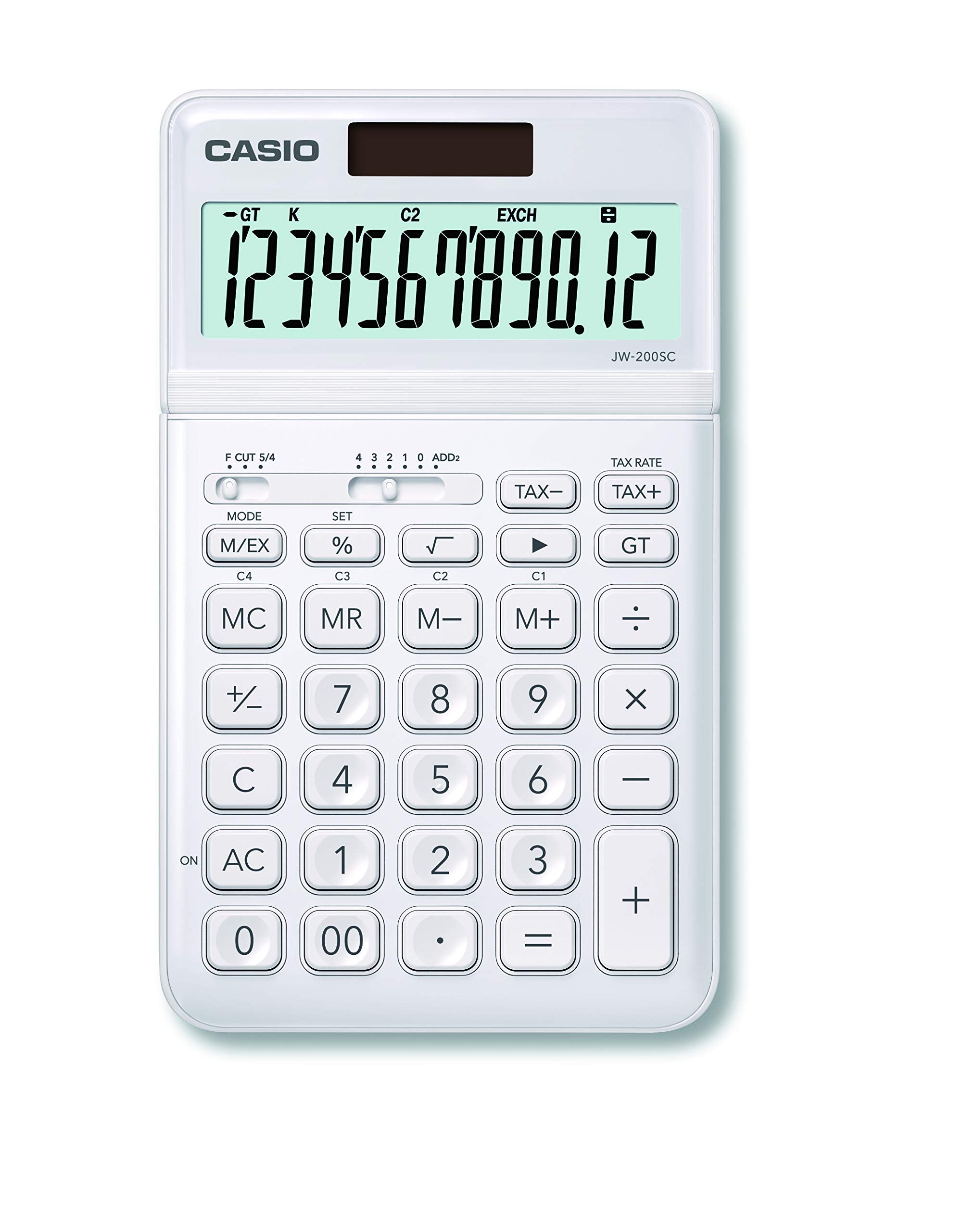 Casio JW-200SC-WE Desktop Calculator, Solar/Battery white
