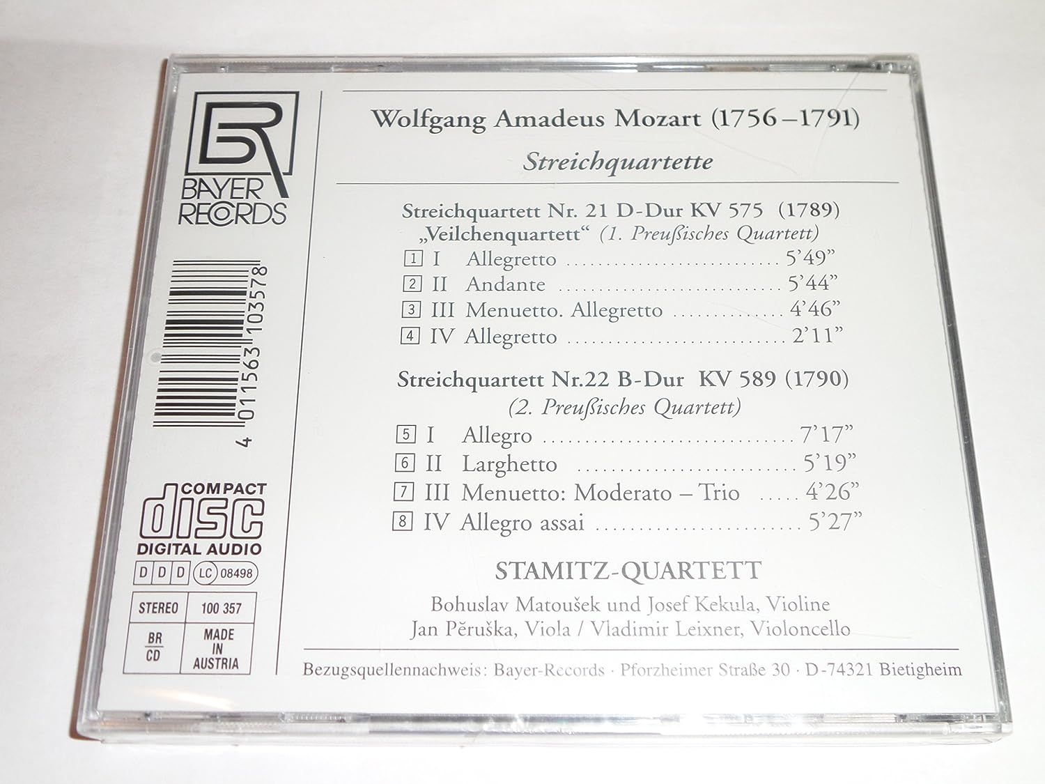 Preussische Quartette Kv 575, 5
