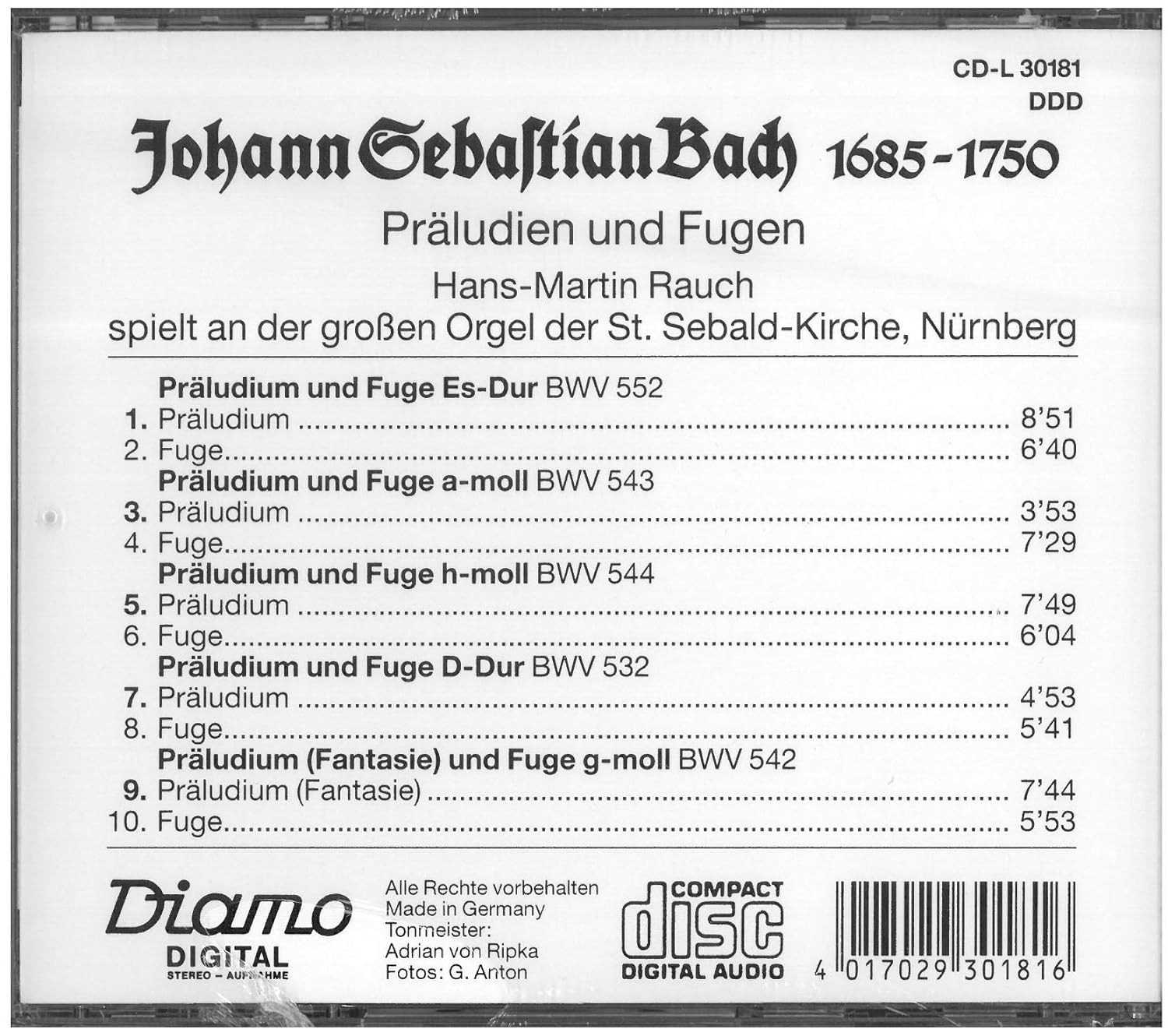 Präludien und Fugen - Hans-Martin Rauch spielt an der großen Orgel der St. Sebald-Kirche, Nürnberg