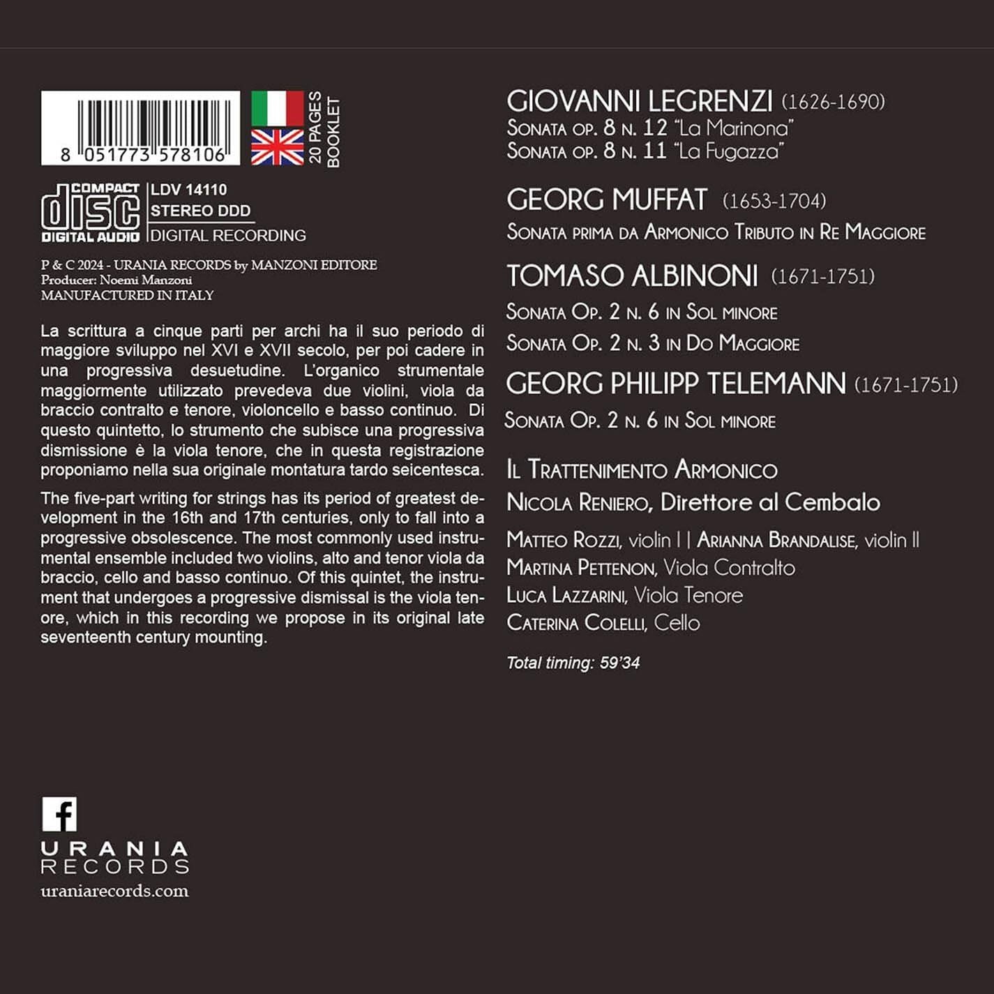 A Cinque: String Sonatas Between XVII & XVIII Century