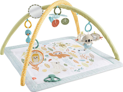 Fisher-Price Baby Activity Mat Simply Senses Newborn Gym with 6 Portable Sensory Toys for Newborns, HRB15