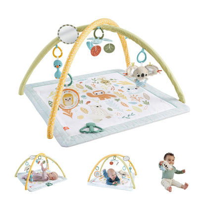 Fisher-Price Baby Activity Mat Simply Senses Newborn Gym with 6 Portable Sensory Toys for Newborns, HRB15