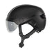 ABUS HUD-Y ACE city helmet - stylish bike helmet with visor and magnetic, rechargeable rear LED light - for men and women M (54-58 cm) Schwarz (velvet black)