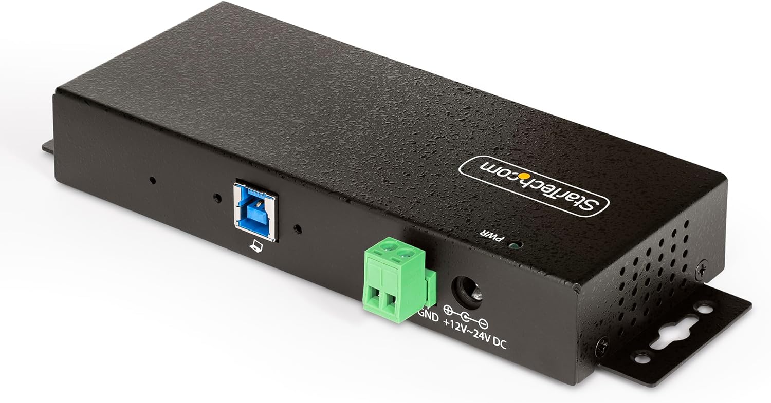 StarTech.com 7-Port Managed USB Hub with 7x USB-A, Heavy Duty with Metal Industrial Housing, ESD & Surge Protection, Wall/Desk/Din-Rail Mountable, USB 3.0/3.1/3.2 Gen 1 5Gbps (5G7AINDRM-USB-A-HUB