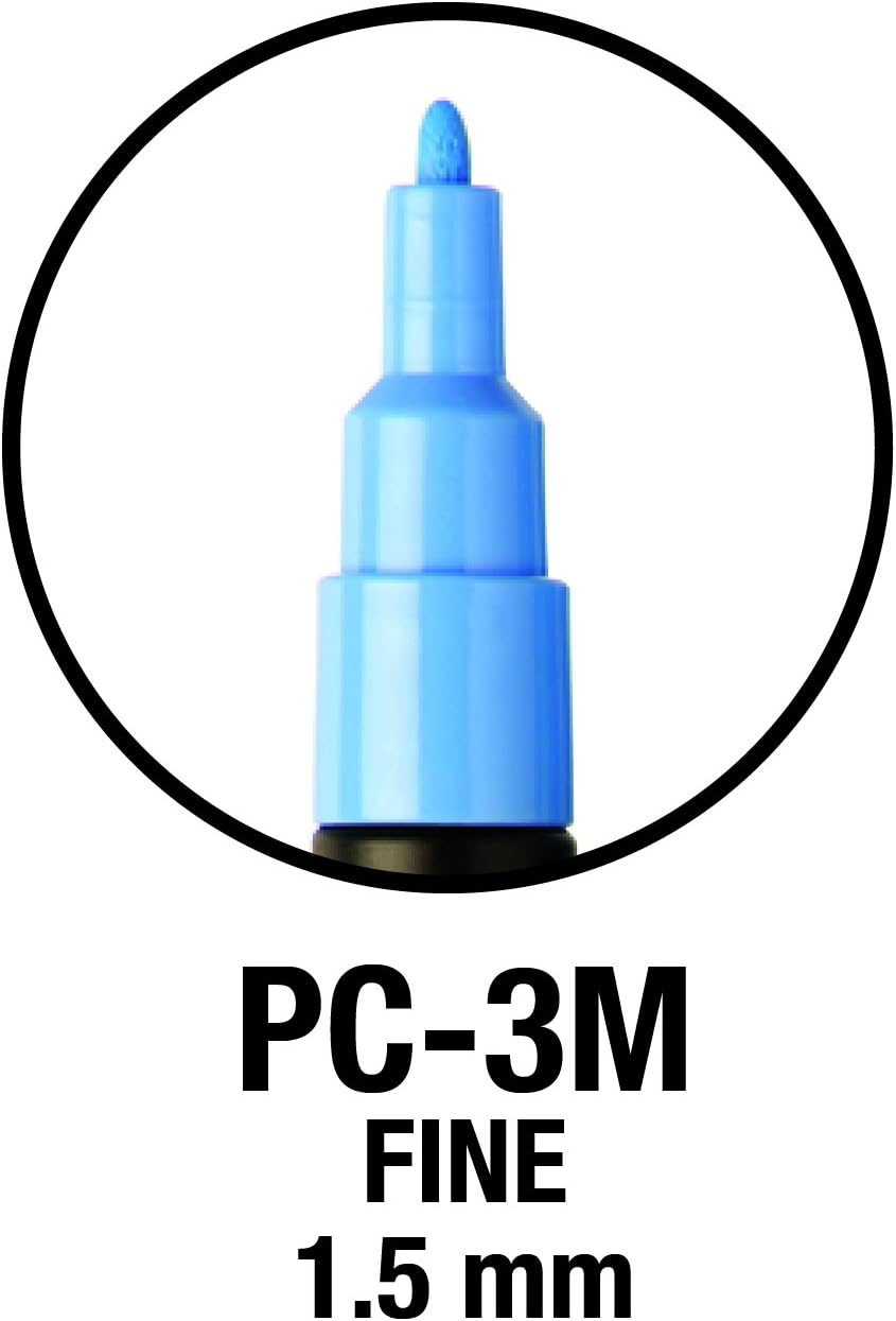 POSCA PC-3M Permanent Marker Paint Pens. Fine Tip for Art & Crafts. Multi Surface Use On Wood Metal Paper Canvas Cardboard Glass Fabric Ceramic Rock Pebble Stone Porcelain. Set of 8 Sparkling Colours 8 Fine Tip Sparkling