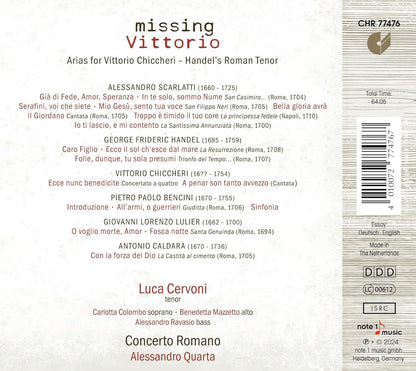 Missing Vittorio: Arias for Vittorio Chiccheri