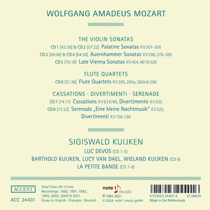 Wolfgang Amadeus Mozart: Chamber Music: The Violin Sonatas/Flute Quartets/Cassations/Divertimenti/...