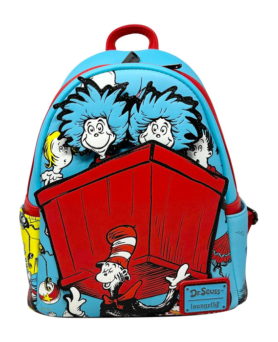 Loungefly Dr Seuss Thing 1 and 2 Interactive Cosplay Womens Double Strap Shoulder Bag Purse, Blue, M