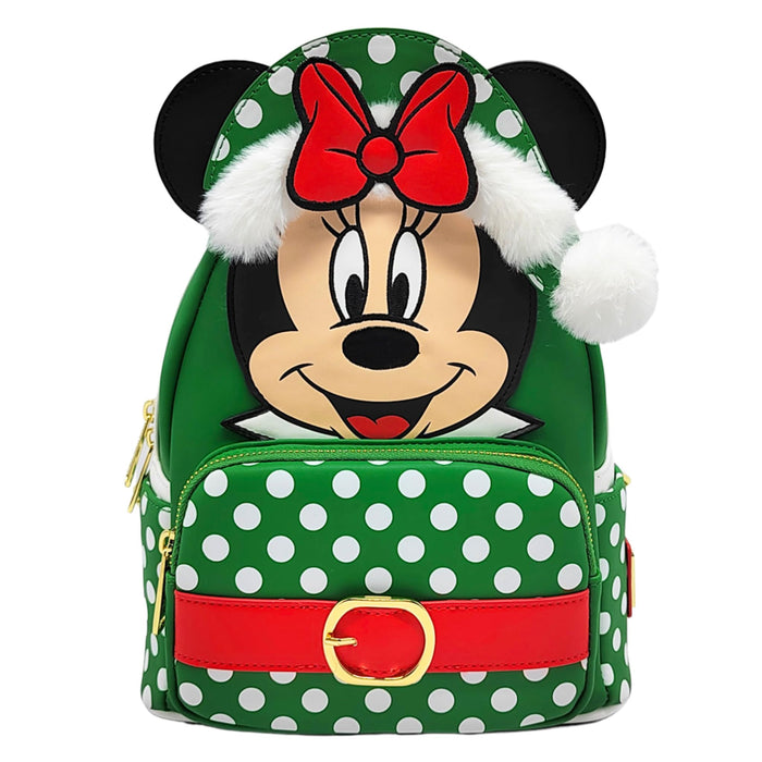 Loungefly Disney Minnie Mouse Elf Polka Dot Christmas Double Strap Shoulder Bag, Multicolor