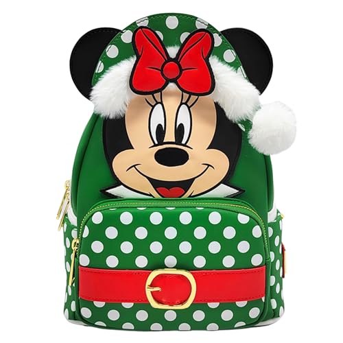 Loungefly Disney Minnie Mouse Elf Polka Dot Christmas Double Strap Shoulder Bag, Multicolor