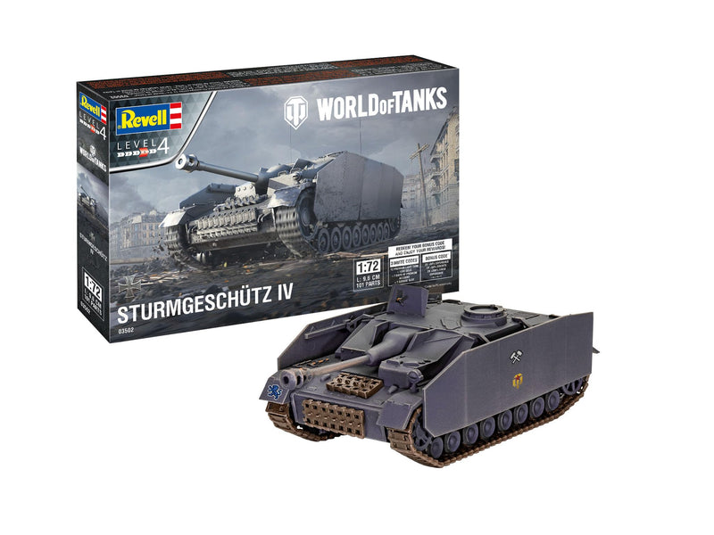 Revell 03502 Sturmgeschütz IV World of Tanks 1:72 Scale Plastic Model kit, Unvarnished