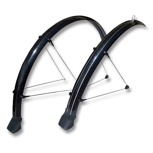 Stronglight 700c Alu Chrome Mudguards Black 35mm with Flap