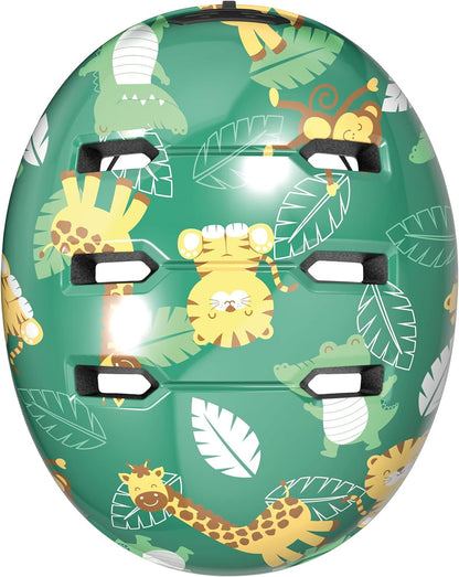 ABUS children's helmet Skurb Kid - robust bike helmet in skate style with room for a ponytail and various designs - for girls and boys M (50-55 cm) Grün (green jungle)