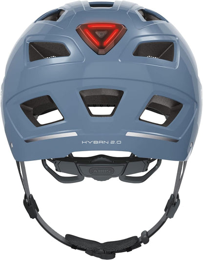 ABUS Hyban 2.0 City Helmet - Durable Bicycle Helmet for Daily Use with ABS Hard Shell - for Women and Men - Blue, Size M M (52-58 cm) Blue (Glacier Blue)