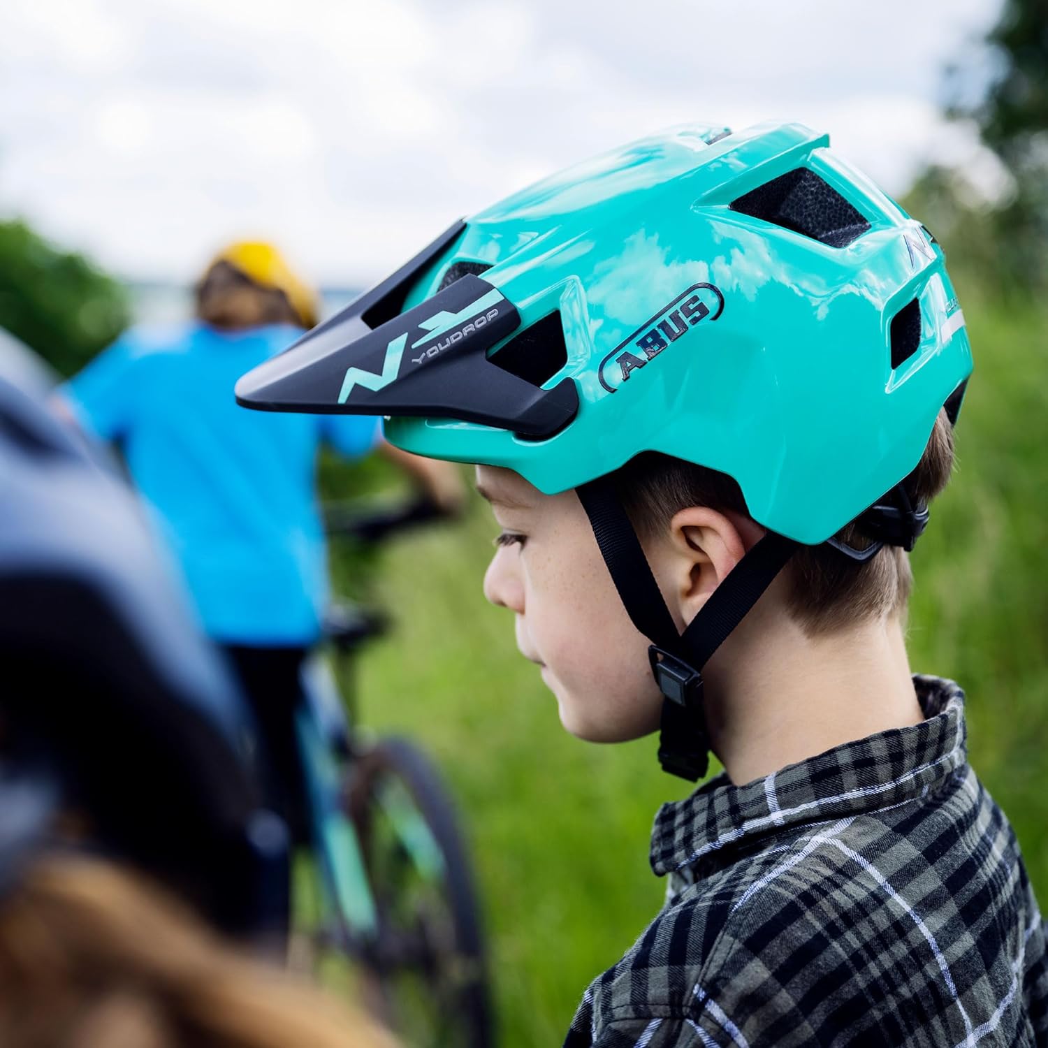ABUS MTB Helmet YouDrop - Bike Helmet for Kids and Teens S (48-55 cm) Grün (moss green)