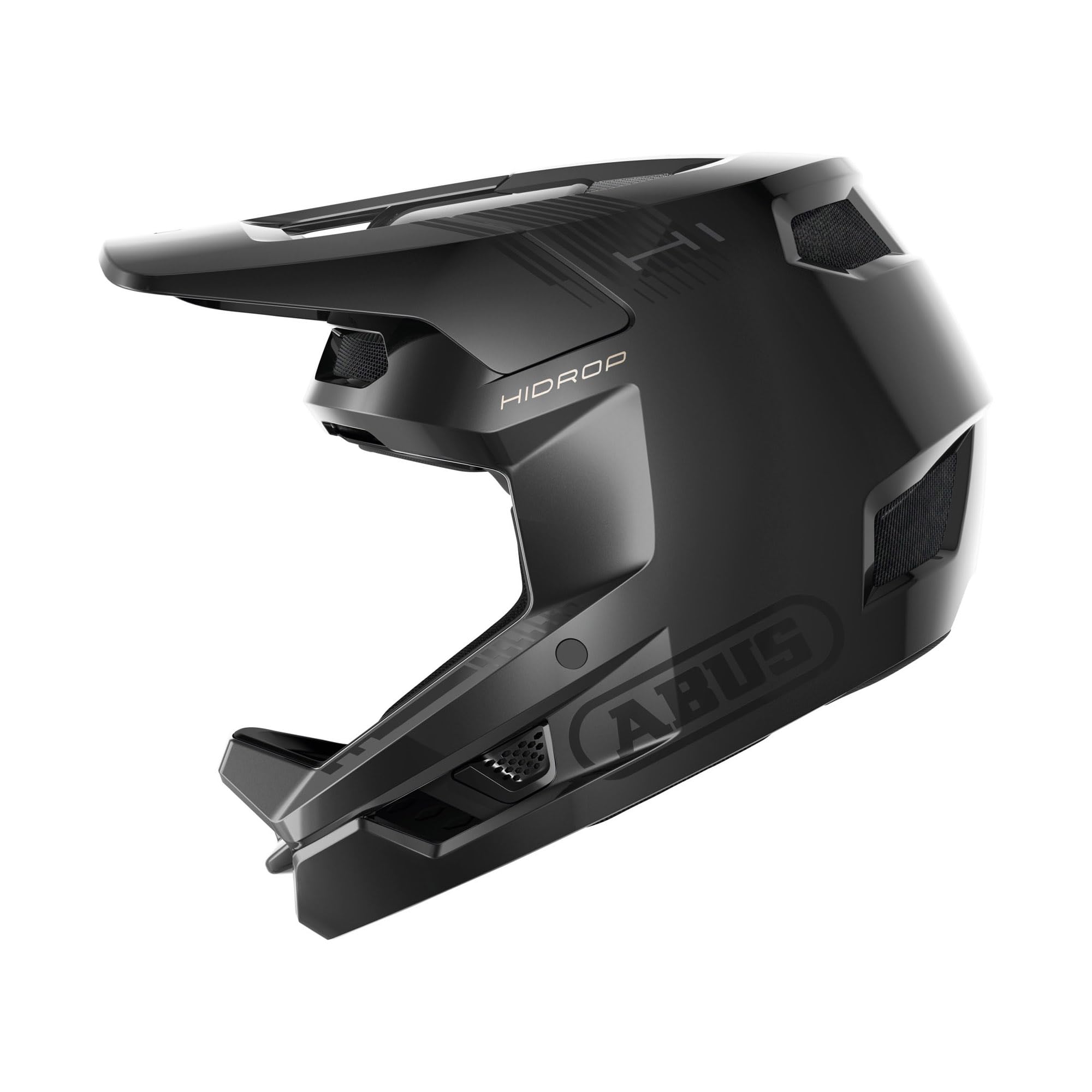 ABUS Downhill Bicycle Helmet HiDrop - Full-face Helmet with ABS Outer Shell for MTB Trails S (55-56 cm) Schwarz (shiny black)