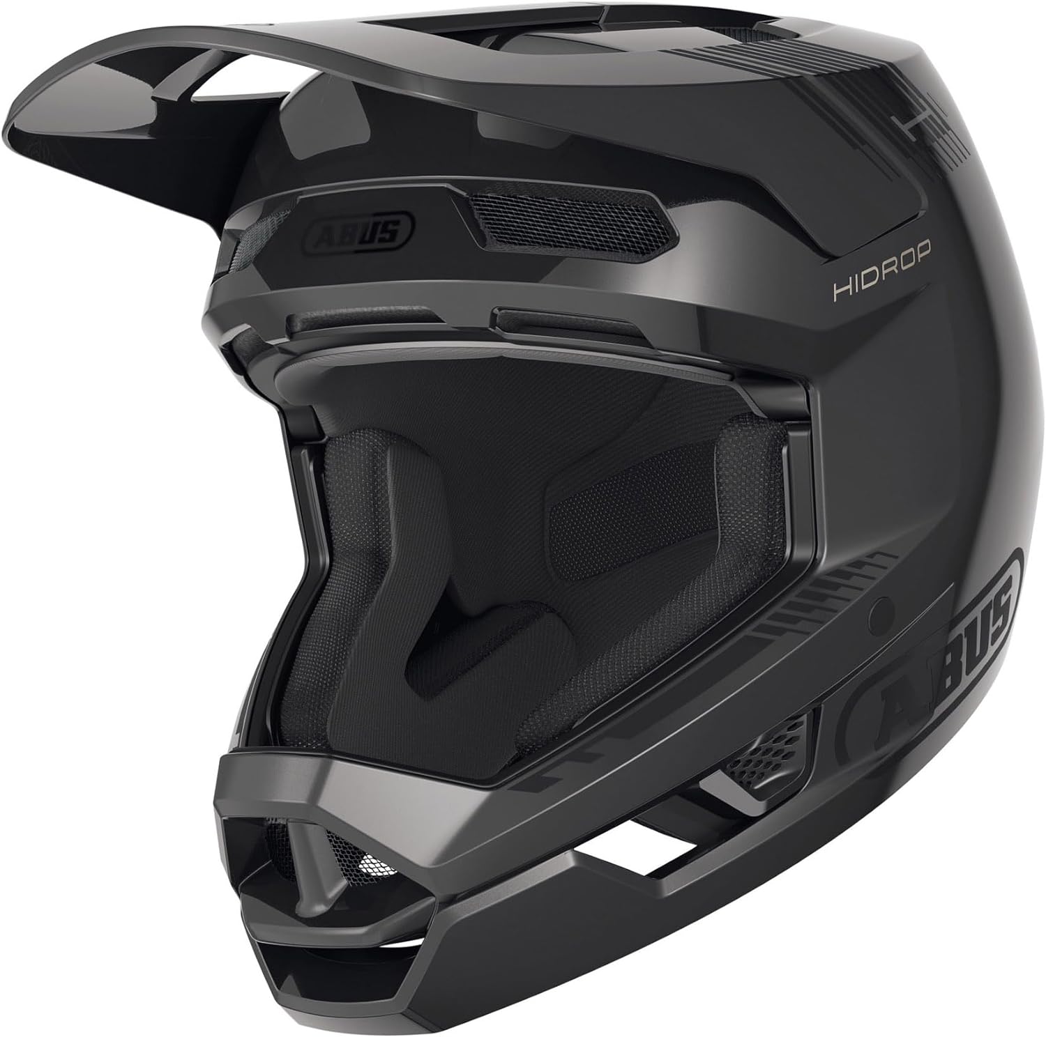 ABUS Downhill Bicycle Helmet HiDrop - Full-face Helmet with ABS Outer Shell for MTB Trails S (55-56 cm) Schwarz (shiny black)