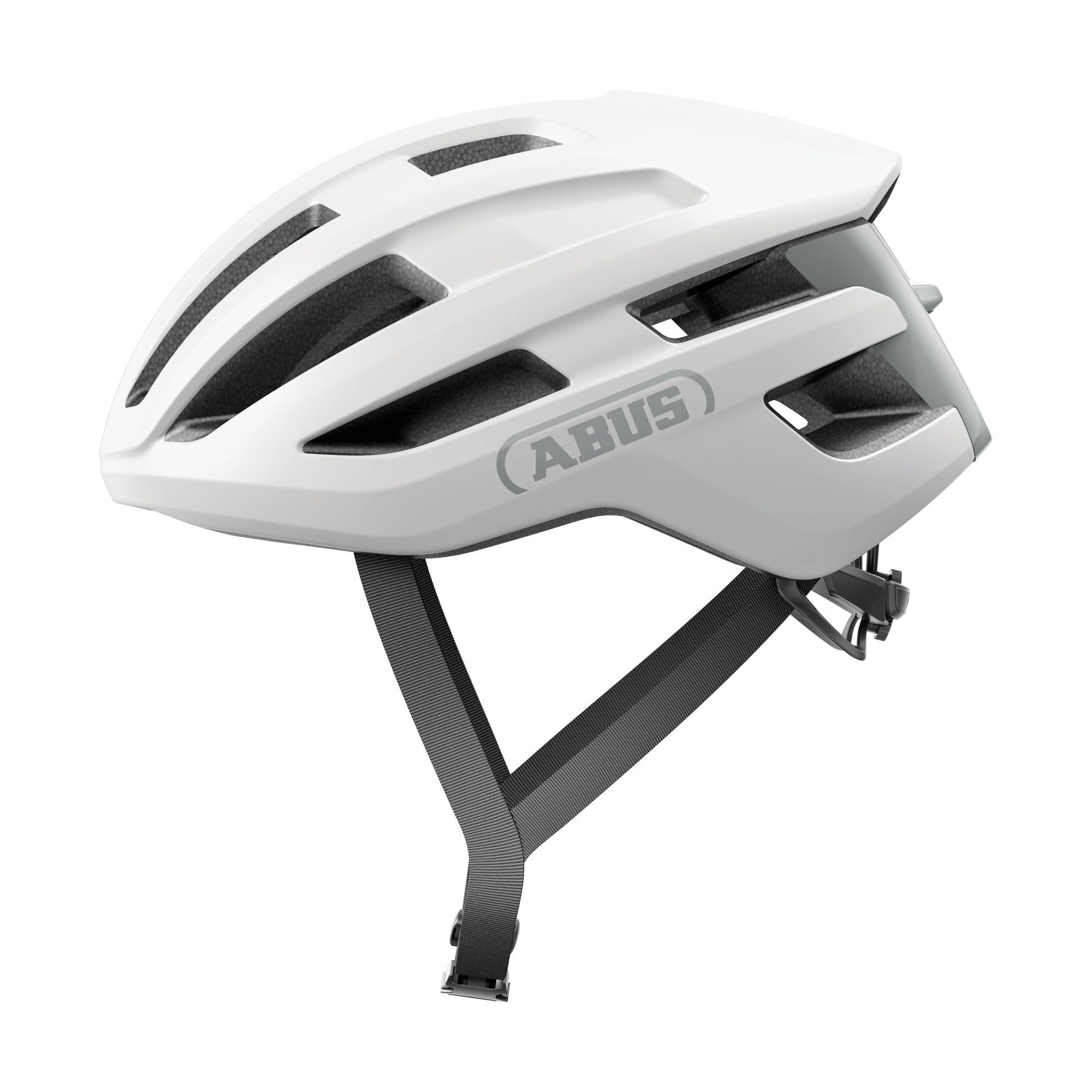 ABUS PowerDome road bike helmet - lightweight bike helmet with clever ventilation system and aerodynamic profile - Made in Italy - for men and women M (54-58 cm) Weiß (polar white)