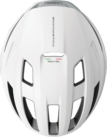 ABUS PowerDome road bike helmet - lightweight bike helmet with clever ventilation system and aerodynamic profile - Made in Italy - for men and women L (57-61 cm) Weiß (polar white)