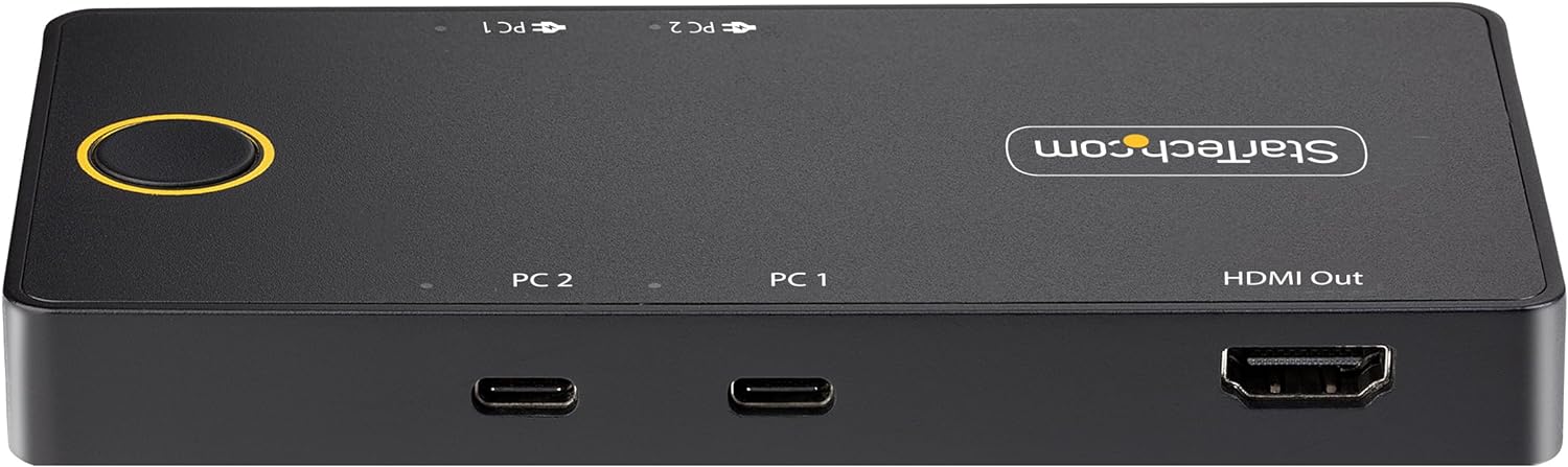 StarTech.com 2-Port USB-C KVM Switch, Single-4K 60Hz HDMI Monitor, 100W Power Delivery Pass-through for Each Laptop/Tablet, Bus Powered, USB Type-C/USB4/Thunderbolt 3/4 Compatible (C2-H46-UC2-PD-KVM