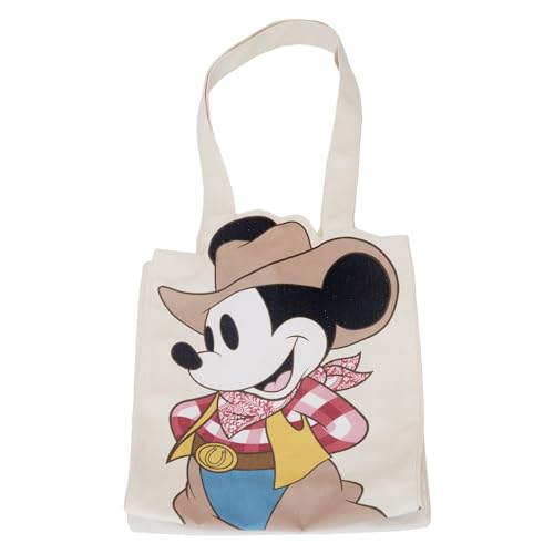 Loungefly Disney Western Mickey Mouse Canvas Tote Bag, Cream