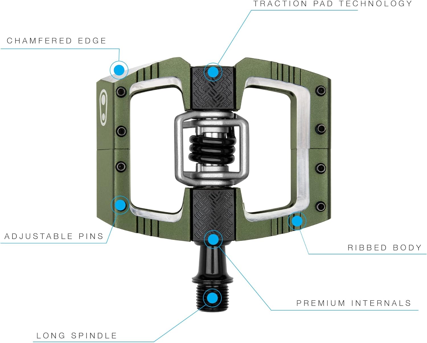 CRANKBROTHERS Mallet DH Mixed Automatic Pedals, Green, 100 mm x 78 mm